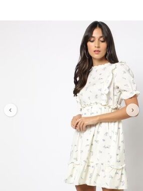 Ivory Floral Ruffle Short Dress XL RIO